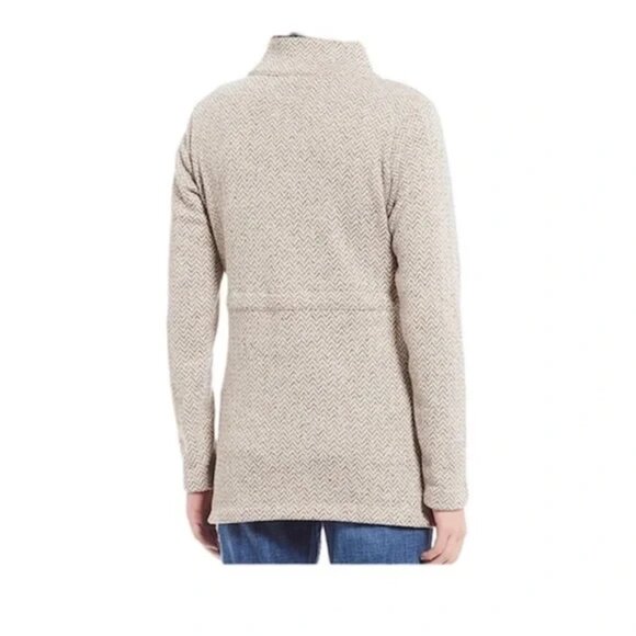 Columbia l Darling Days Long Zip Front Jacket Size S Beige & White Chevron Print - Picture 2 of 7